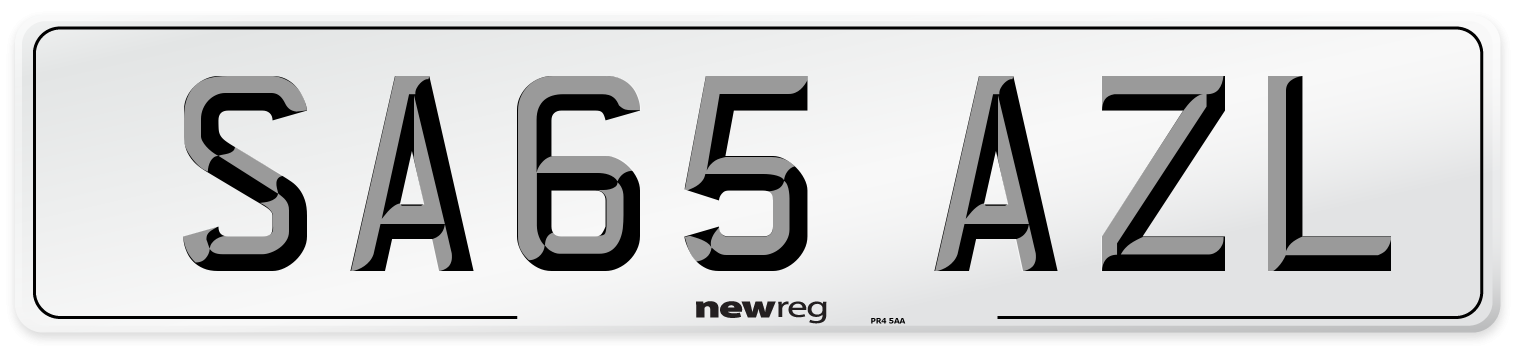 SA65 AZL Number Plate from New Reg